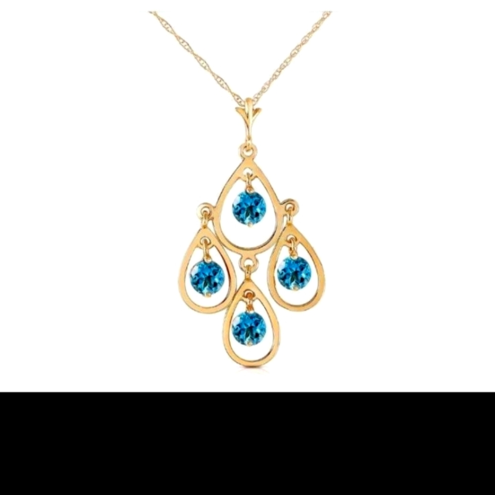 14kt Solid Gold Necklace With 1.2CTW Blue Topaz
